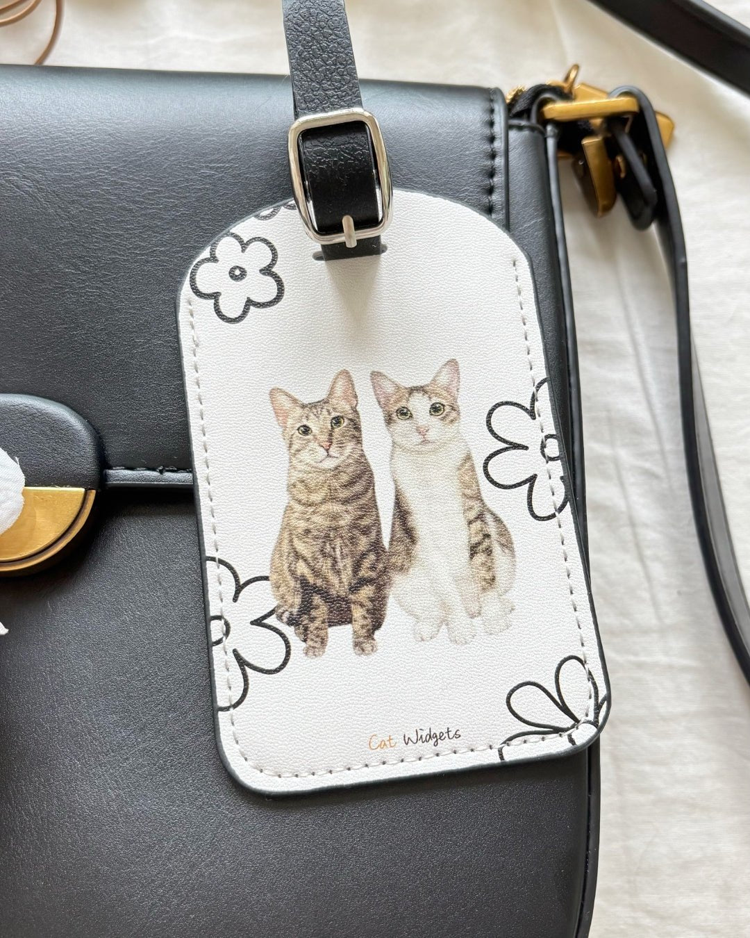 插畫客製化 | 寵物皮革行李牌 - Cat Widgets