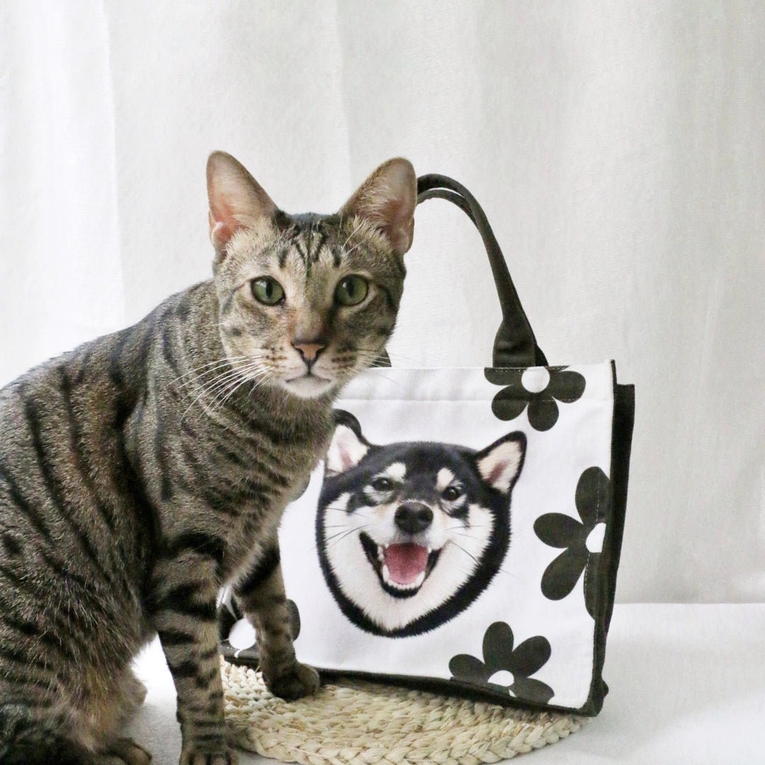 插畫客製化 | 方形手提花花Totebag - Cat Widgets