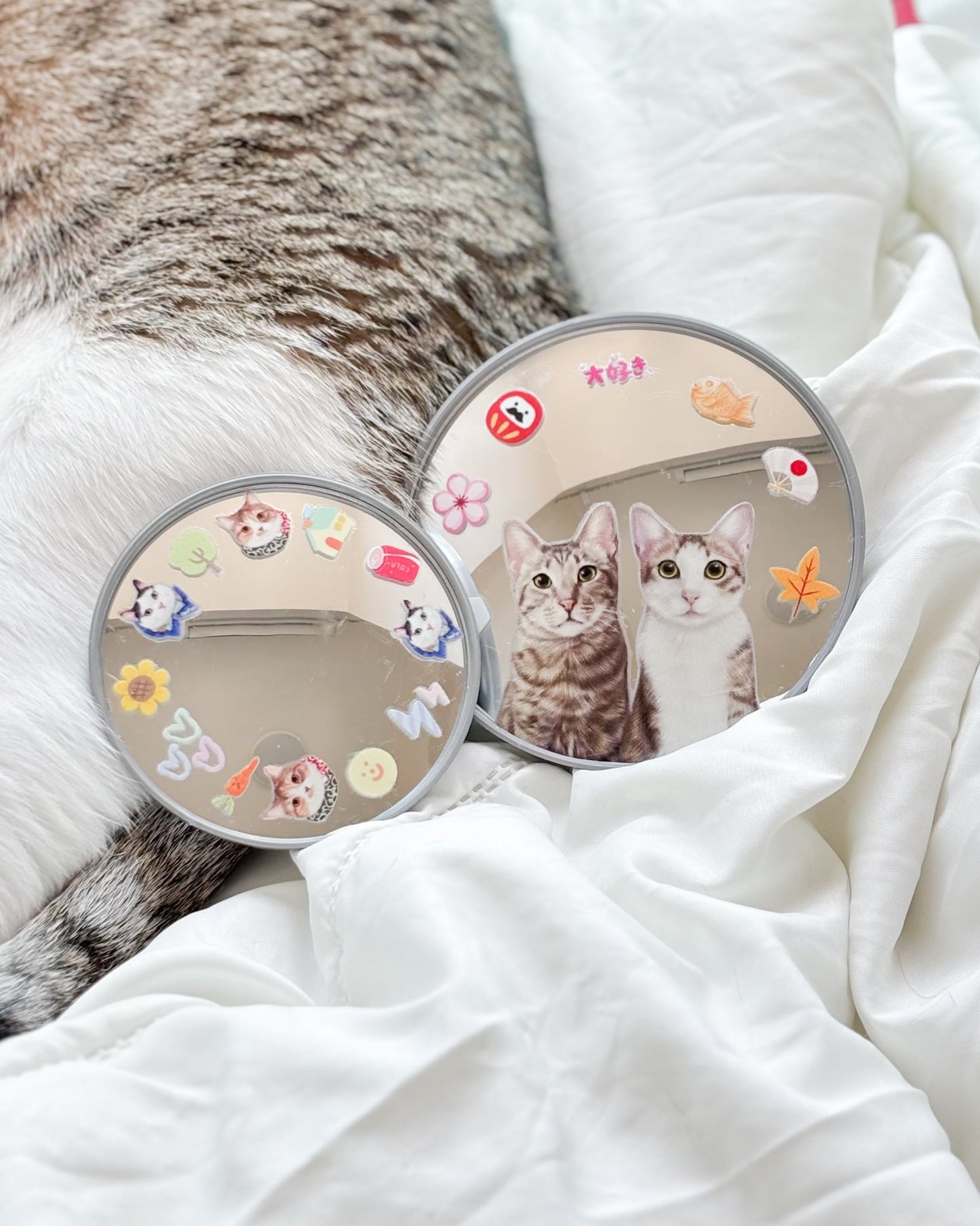 [只限團購] [插畫/照片客製化] 自拍圓鏡 - Cat Widgets