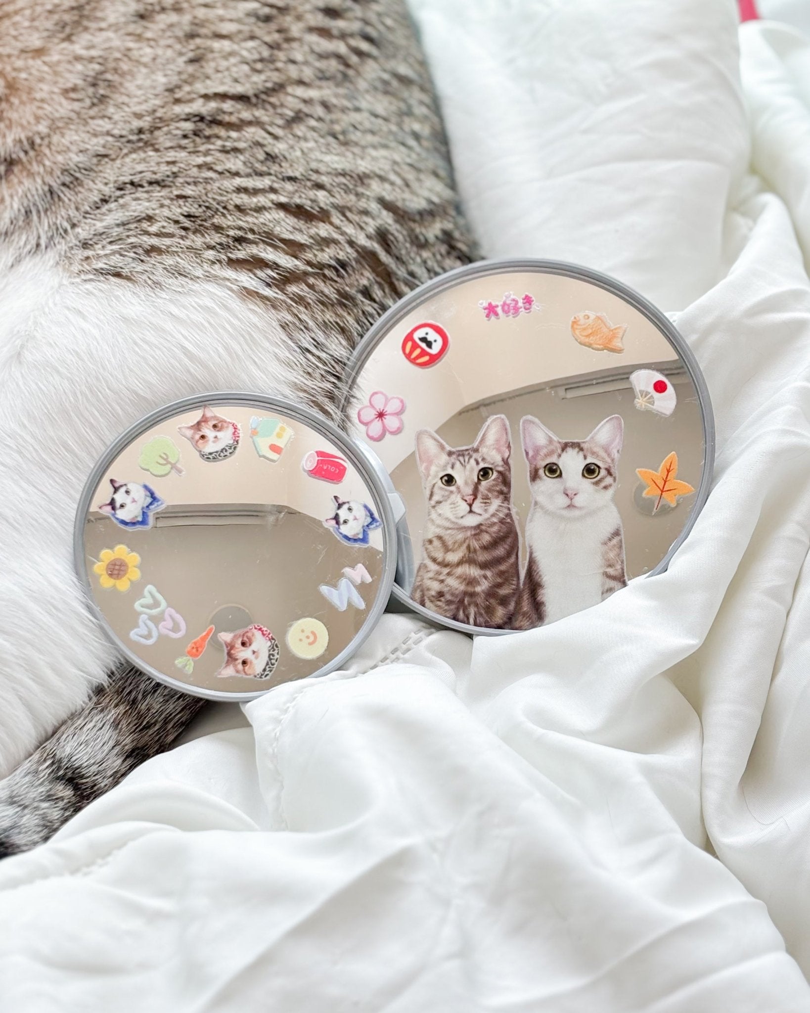 [只限團購] [插畫/照片客製化] 自拍圓鏡 - Cat Widgets