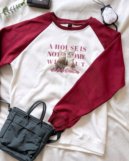 [插畫/照片客製化] 數碼直噴 ‧ 拼色純棉寬鬆衛衣 - Cat Widgets