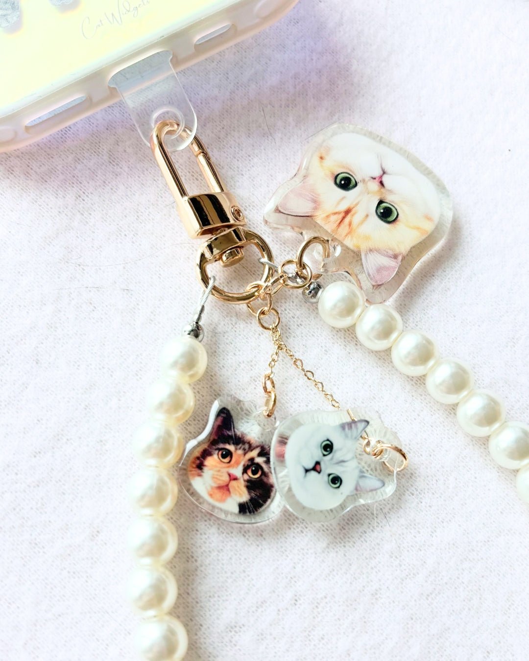 [插畫/照片客製化] 寵物造型珍珠手機繩 - Cat Widgets
