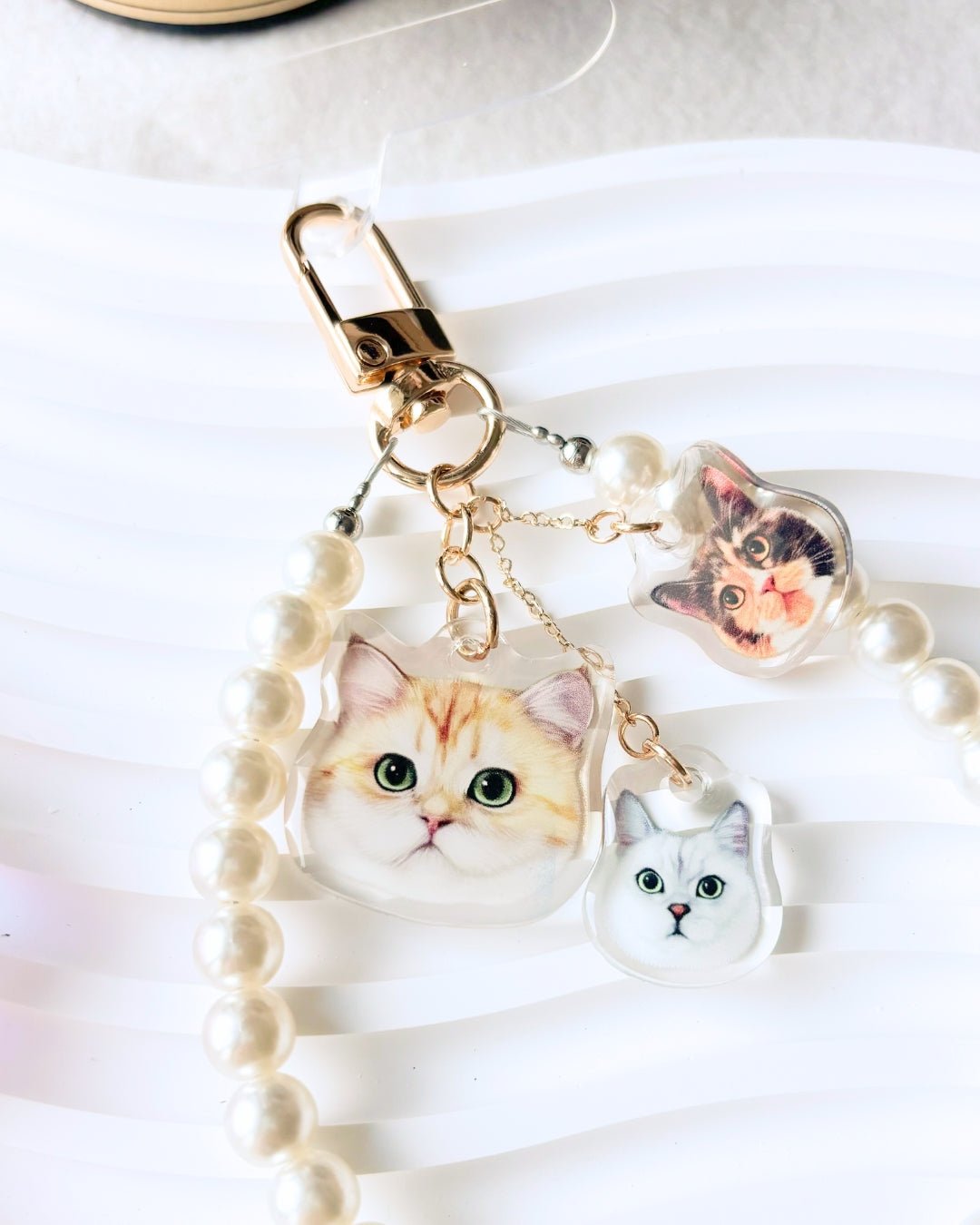 [插畫/照片客製化] 寵物造型珍珠手機繩 - Cat Widgets